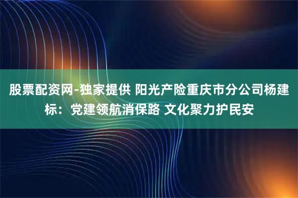 股票配资网-独家提供 阳光产险重庆市分公司杨建标：党建领航消保路 文化聚力护民安